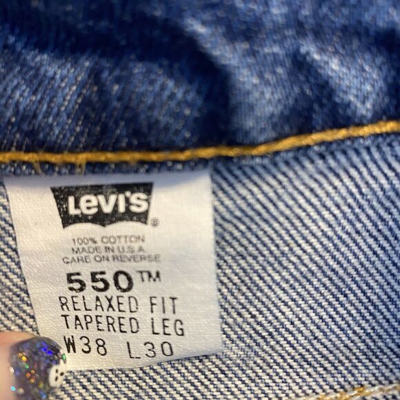 Vintage Levi's 550 1990’s 36x30 Relaxed Fit Tapered Leg Orange Tab Dark Wash - Picture 8 of 11